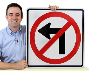 No Turn Ahead Sign