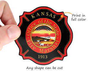 Special shapes for hard hat stickers