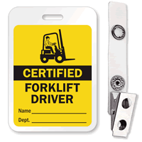 Certified Forklift Driver Badge with Name & Department