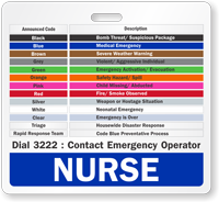 Custom Hospital Code Badge Buddy, Dial Emergency Operator