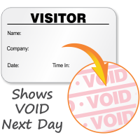 Visitor Badge with Company, Shows Void Next Day