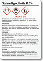 Sodium Hypochlorite 12.5% Chemical GHS Label 5in. x 3.5in.