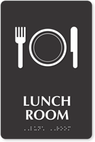 Lunch Room Symbol ADA TactileTouch™ Sign with Braille