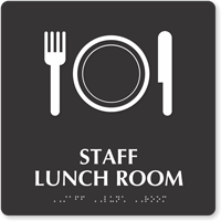 Staff Lunch Room Symbol TactileTouch™ Sign with Braille