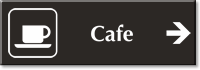 Cafe Engraved Sign Cup Saucer Right Arrow Symbol