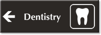 Dentistry Engraved Sign Tooth and Left Arrow Symbol