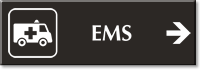 EMS Engraved Sign Medical Van Right Arrow Symbol