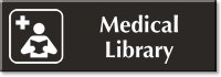 Medical Library Engraved Sign with Medicine Books Symbol