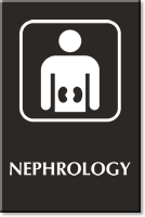 Nephrology Engraved Hospital Sign with Kidney Symbol