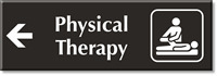 Physical Therapy Engraved Wayfinding Sign Left Arrow Symbol