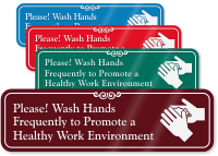 Wash Your Hands ShowCase™ Sign (with Graphic)