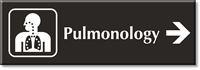 Pulmonology Engraved Sign Respiratory and Right Arrow Symbol