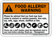 Be Advised Food May Contain Allergy Sign