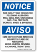 Facility Contains Milk, Eggs, Fish, Allergens Bilingual Sign
