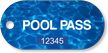 Pool Pass Deep Blue Tag, Rounded Rectangular