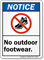 No Outdoor Footwear ANSI Notice Sign